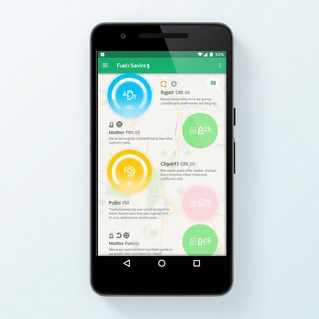 Smartphone mostrando aplicaciones de ahorro en combustible